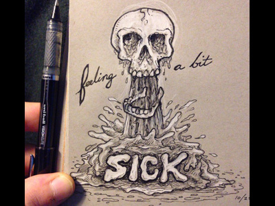 Sick on the couch sketchbook doodle drawing flu ink linear pen sick sketch sketchbook skull