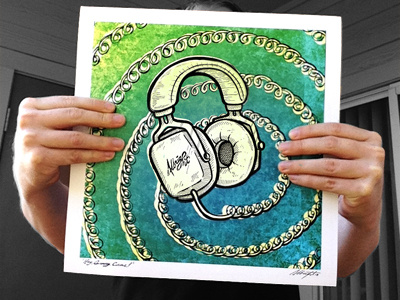 Hey, Groovy Cans! art drawing headphones illustration psychedelic spiral trippy