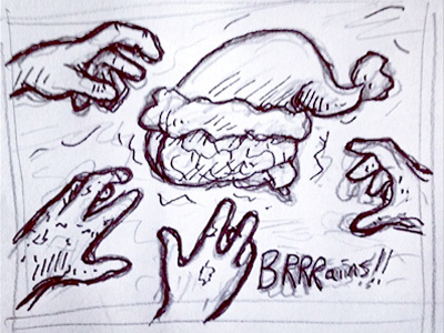 BRRRains Holiday Postcard concept sketch brain brains concept doodle holiday postcard santa sketch sketchbook zombie