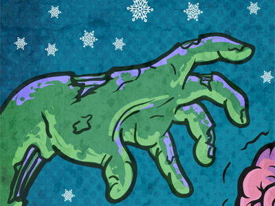 BRRRains Holiday Postcard Illustration detail