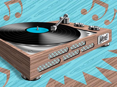 Vector Turntable & Wood Grain illustrator lp music pattern perspective record turntable vector vintage vinyl wood