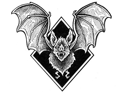 Out of the Belfry... Daily Line Art ballpoint bat batman black and white crosshatching halloween line art pen pen and ink scary shading vampire bat
