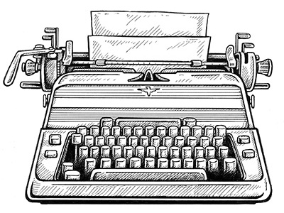 "All Shading and No Play..." - Daily Line Art ballpoint crosshatching horror illustration ink kubrick movie pen stephen king the shining typewriter writing