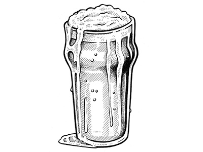 "Have a Nice Cold Pint..." (Shaun of the Dead) - Daily Line Art alcohol beer cornetto trilogy crosshatching illustration line art pen and ink pint shading shaun of the dead