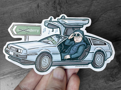 Sticker-A-Day May #6 - Sister Michael (Derry Girls) car delorean derry girls drawing illustration ipad line art pen and ink procreate sister michael