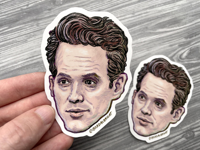 Sticker-A-Day May no. 18 - Dennis Reynolds always sunny drawing illustration line art pen and ink portrait sticker