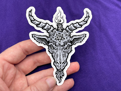 Sticker-A-Day May no.25 - Humanism with Horns - Noble Baphomet baphomet drawing humanism illustration line art pen and ink religion satanic satanism sticker