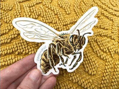 Sticker-A-Day May no.26 - Honey Bee bugs drawing honey bee illustration insect line art pen and ink sticker
