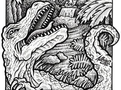 T-Rex line art dinosaur drawing etching illustration line art pen and ink prehistoric scratchboard t rex tyrannosaur