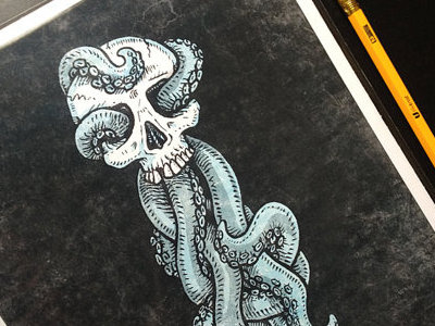 Tentaskull Prints art cthulhu drawing illustration print skull tentacle