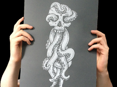 Limited Edition Silkscreen Posters death drawing illustration metal poster print screen print serigraph silkscreen skull tentacle