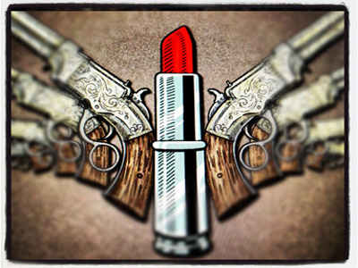 Sexy Violence album art bullet cover gun illustration lipstick