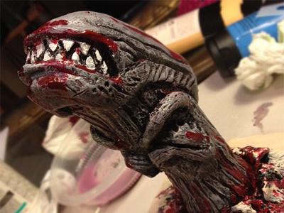 Alien 'Chestburster' Costume Sculpt alien aliens blood chestburster creature custom gore monster prometheus scifi sculpey sculpt xenomorph