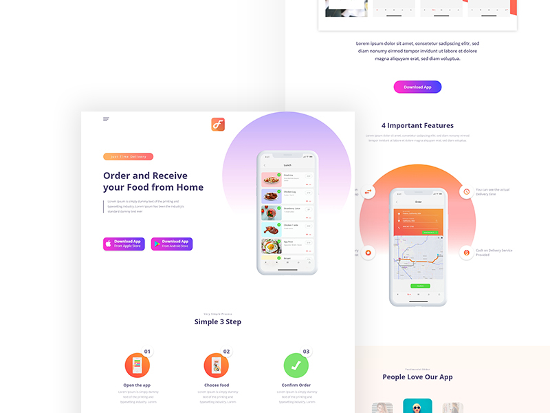 Foodo - App Landing Page by Uttom Sen on Dribbble