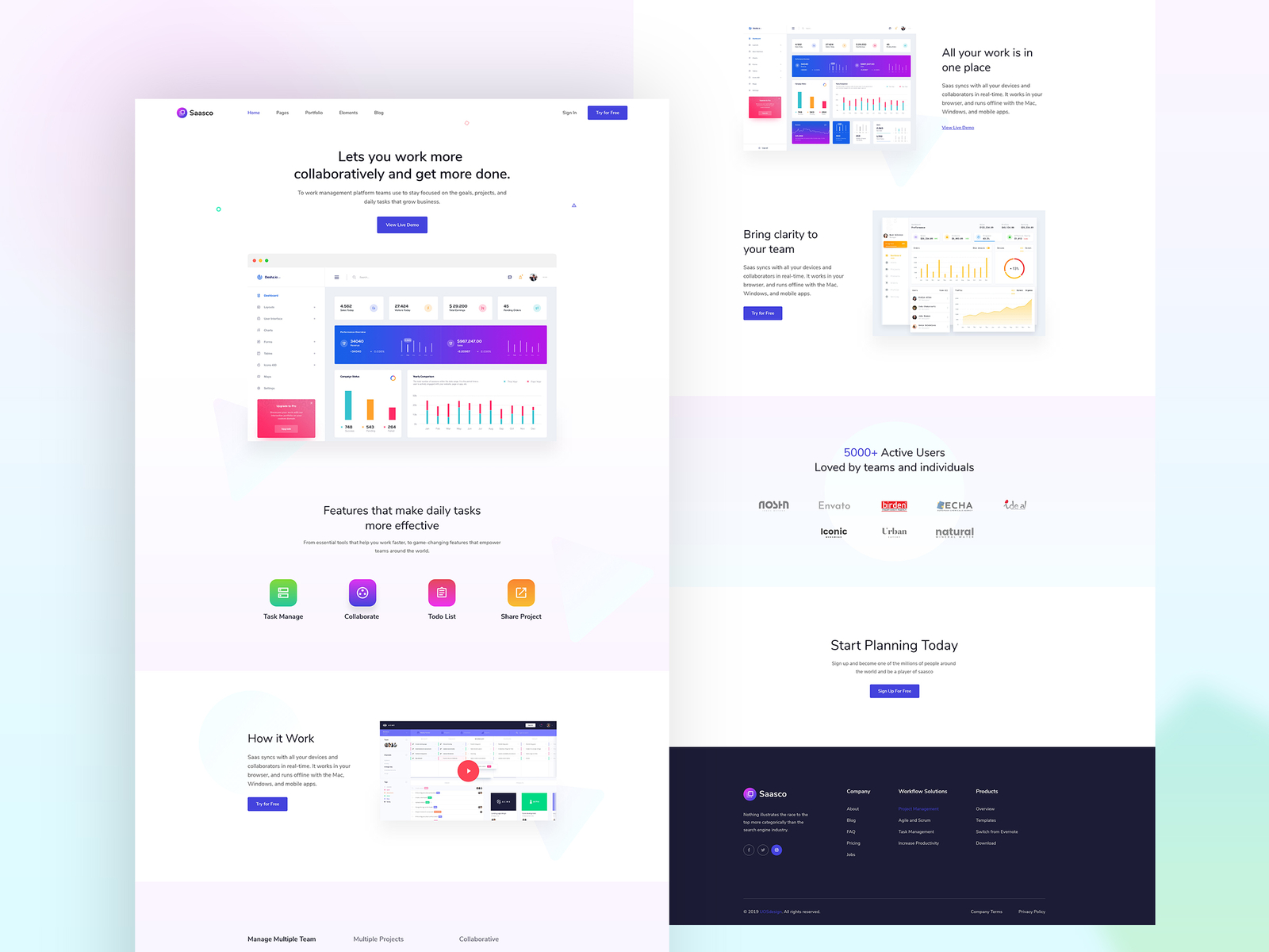 Saas landing page-Project management by Uttom Sen for Pixeleton on Dribbble