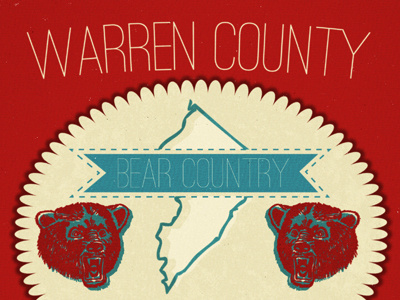 Warren County bear illustration nj postcard vintage