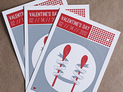 Valentine (printed) banner illustration screen print silkscreen spoons valentine