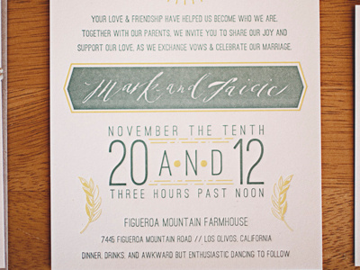 Laice letterpress invite final farmhouse illustration invites letterpress ostrich