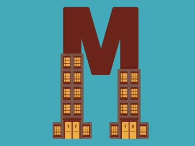 M concept letters m building illustration