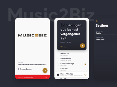 Music2Biz Player application b2b flat minimal music player playlist ui ux web app