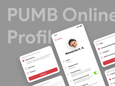 PUMB - Profile android app auth bank cashback credit dashboard deposit design flat illustrations ios login online banking payments pumb register transactions ui ux