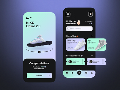 Sneaker Raffles App Design app app design application design gradient ios mobile mobile ui nike screen sneakers social ui uiux ux