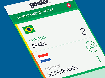 Goaler - Current Matches Screen android app brand game ios mobile strategy ui ux