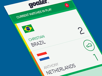 Goaler - Current Matches Screen