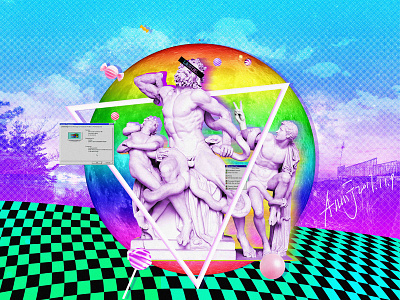 vaporwave God Eve Adam snake adam eve god snake vaporwave