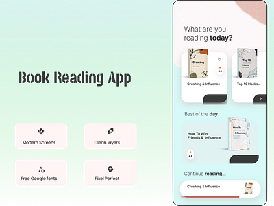 Book reading app beautiful book app bookapp layered vectorized