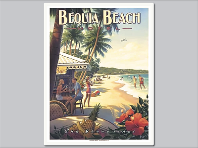 BEQUIA BEACH -HOTEL- old art image repair