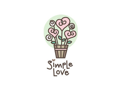 Simple Love heart logo love roses wedding