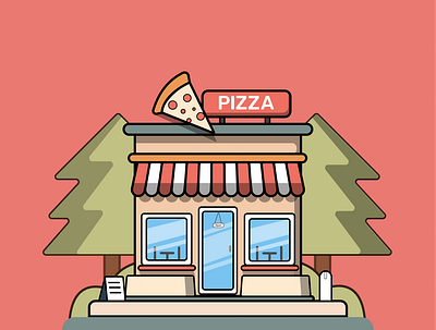 Illustration Pizza Shop branding design graphic design icon illustration logo vector