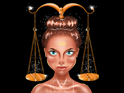 Libra from the series of illustrations "Signs of the Zodiac" advertising beauty branding commercial commercial illustration design digital art digital illustration graphic design illustration libra package design portrait zodiac