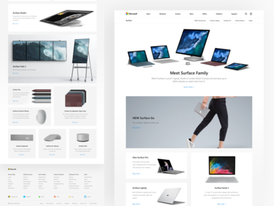 Microsoft: Surface Store cards concept fluent design landing microsoft redesign surface surface go surface pro