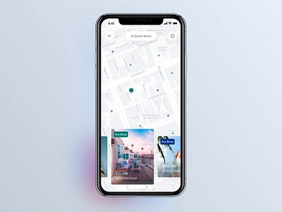 Real Estate iOS App: Show on the Map app app design cards crime design estate estate app ios ios app ios12 map neighborhood real estate real estate app realtor typography ui user experience user interface ux