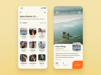 Surf App: Instructors List & Profile