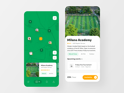 FootPlace: Map & Listing app app design cards design filters football friends info ios ios app listing map search sport sports ui ui design user experience user interface ux