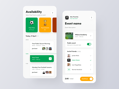 FootPlace: Schedule & New Event app calendar create event events football friends interface design ios new event schedule settings soccer social sport sports team typography ui ux