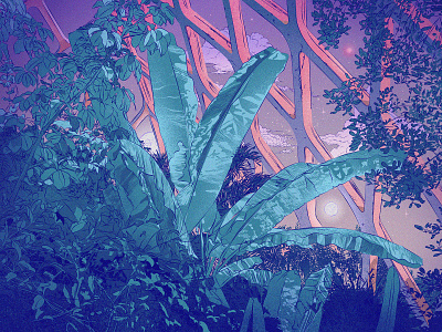 Denver Botanic Gardens botanic celestial garden illustration tropical vaporwave