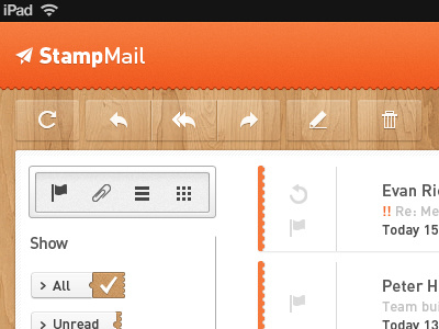 Concept email app for iPad concept din ipad orange ui user interface