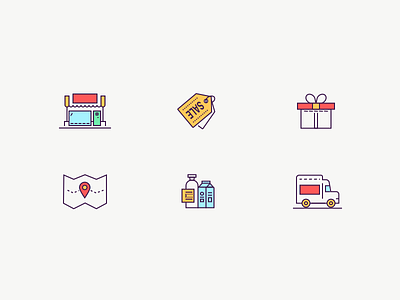 Shopping icons colorhunt sketch