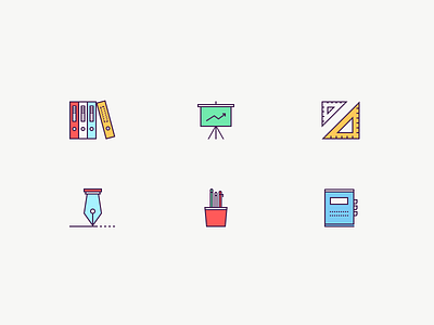 Office icons colorhunt sketch