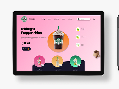 STARBUCKS WEBPAGE RE-DESIGN branding colours design figma graphic design illustration photoshop product ui ux webpage xd