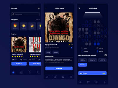 Movie Booking App app booking mobile movie movie booking store tickets ui