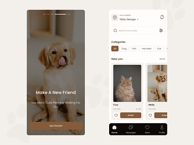 Pet Adoption App adopt adoption app cat dog light mode mobile pet pet adoption pet adoption app pets