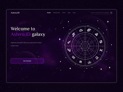 Astrology Website apace astro astrology dark dark mode dark ui esothericism natal purple stars tarot web