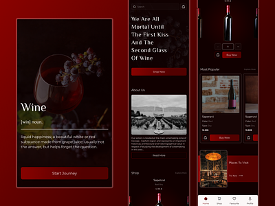 Wine App app branding classy classy style dark dark classy design elegant ui mobile ui ux wine