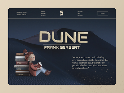 Dune book concept by Frank Gerbert bestseller book bookstore branding design dune fantasy frank gerbert graphic design illustration ui ux vector web design