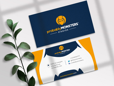 Business card for probably Monsters studios